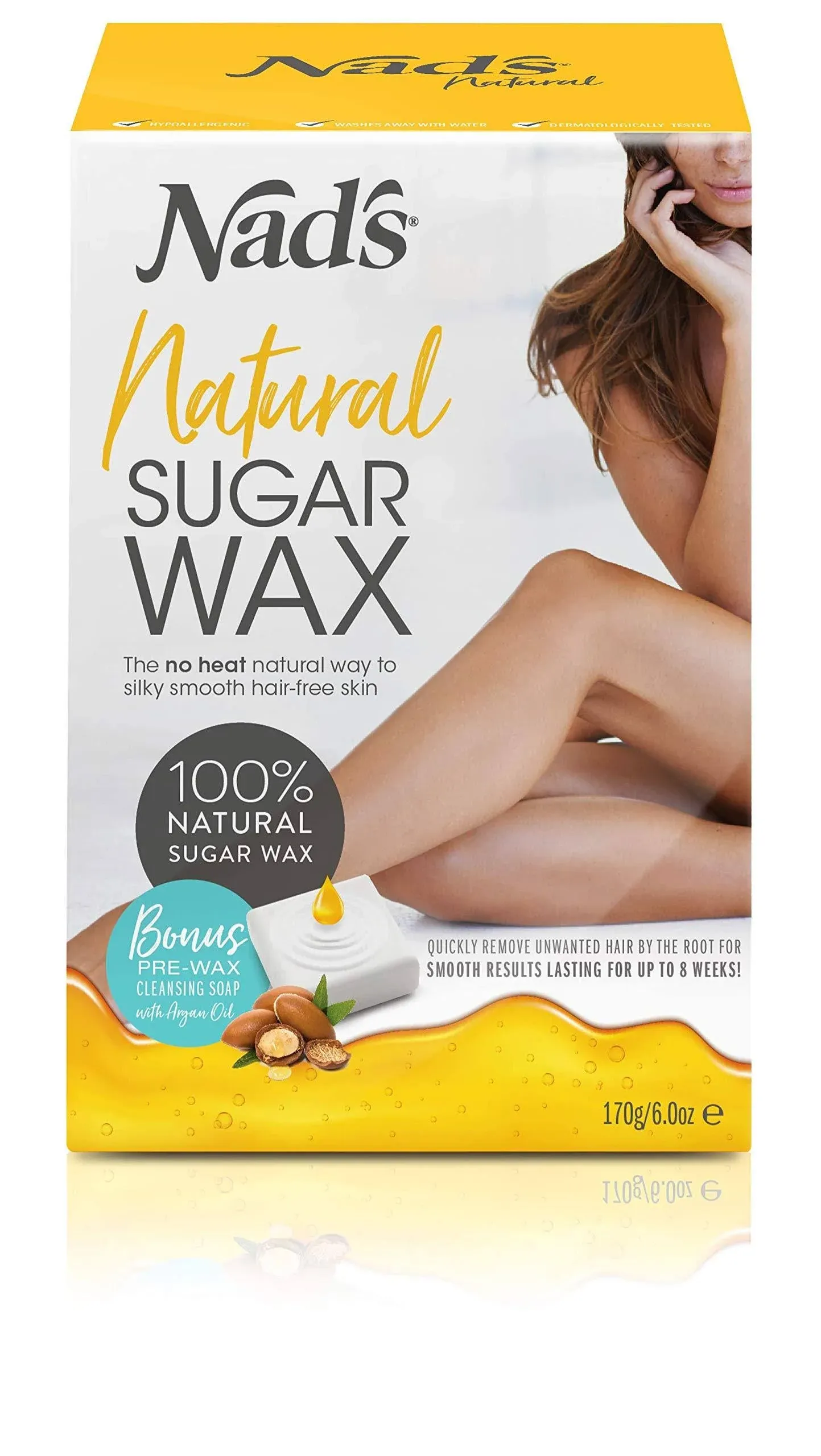 Nad's Natural Sugar Wax Waxing Kit for Full-Body Hair Removal, 6oz