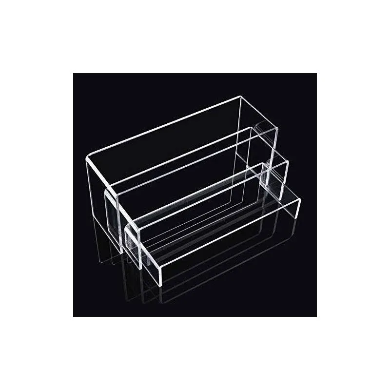 Acrylic Display Risers, Clear Rectangle Stands Shelf for Display 6pcs