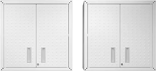 Manhattan Comfort Fortress Floating Garage Cabinet - Set of 2, White