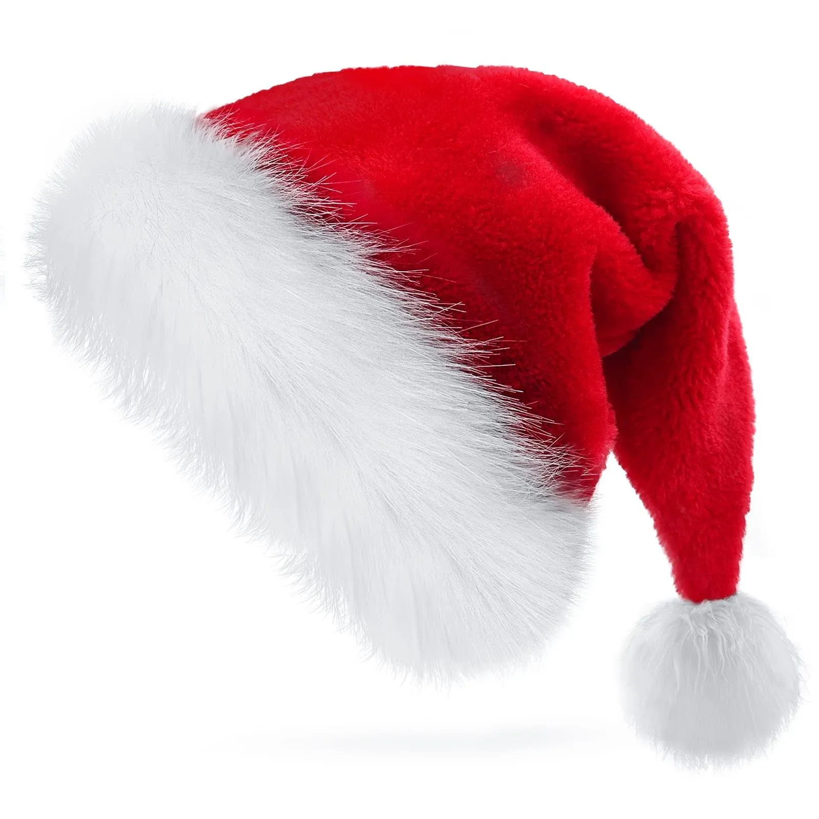 TCJJ Santa Hat for Adult, Christmas Hat Unisex Velvet Comfort Extra Thicken Holiday Xmas Hat for New Year Festive Christmas Party Supplies (Adult-1Pcs)