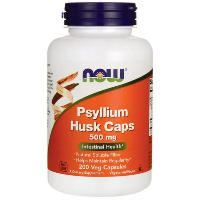 Now Psyllium Husk Caps, 500 mg, Veg Capsules - 200 capsules