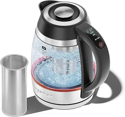 Chefman Custom-Temp 1.8L Electric Tea Kettle With Tea Infuser