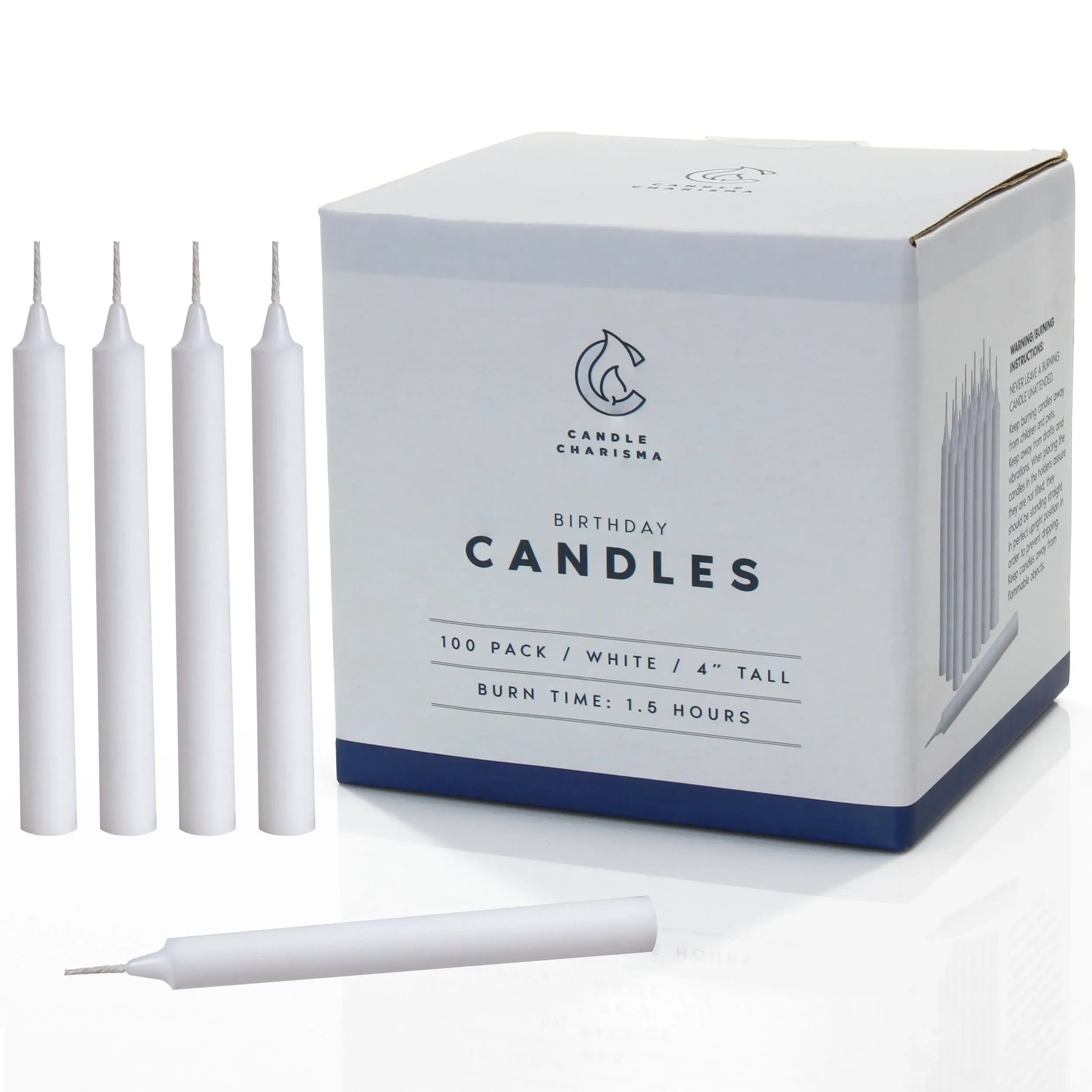 Chime Candles for Spells Rituals Birthday Party Congregation (100 White)