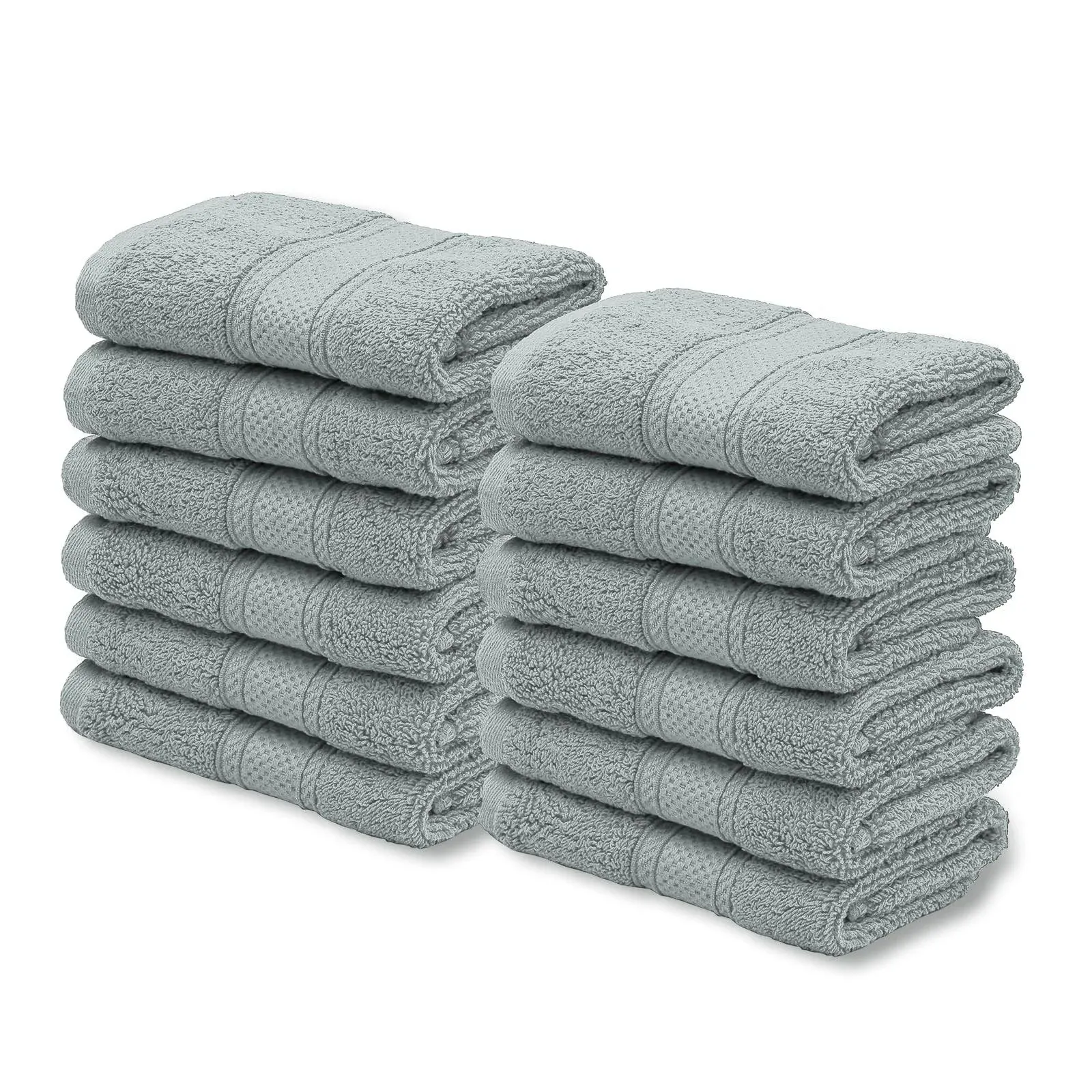 MoNiBloom 12-Piece 100% Cotton Face Wash Cloth Set for Bathroom Home Hotel Spa Gym Yoga Shower Highly Absorbent Ultra Soft Quick-Dry (Gray)