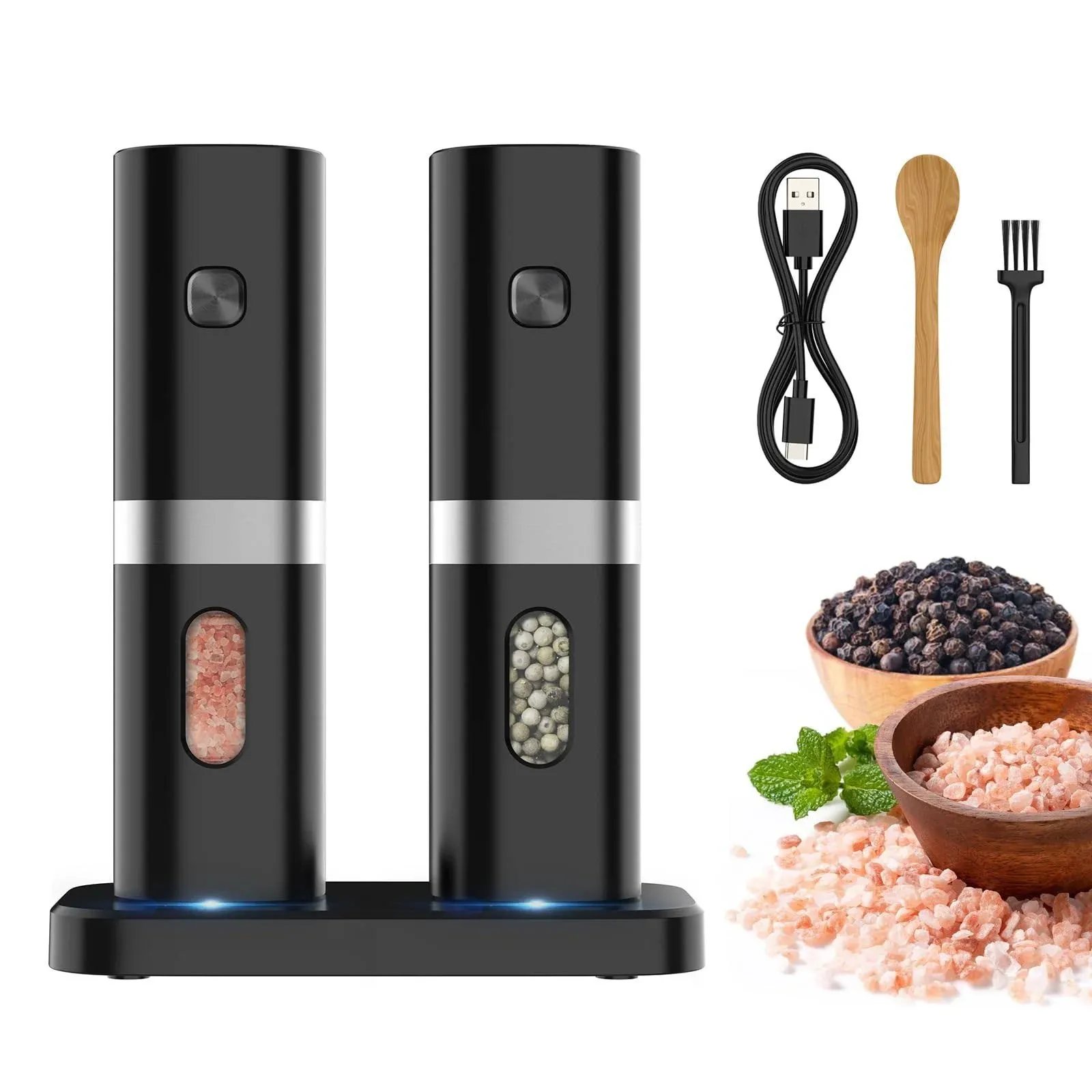 Electric Salt and Pepper Grinder Set