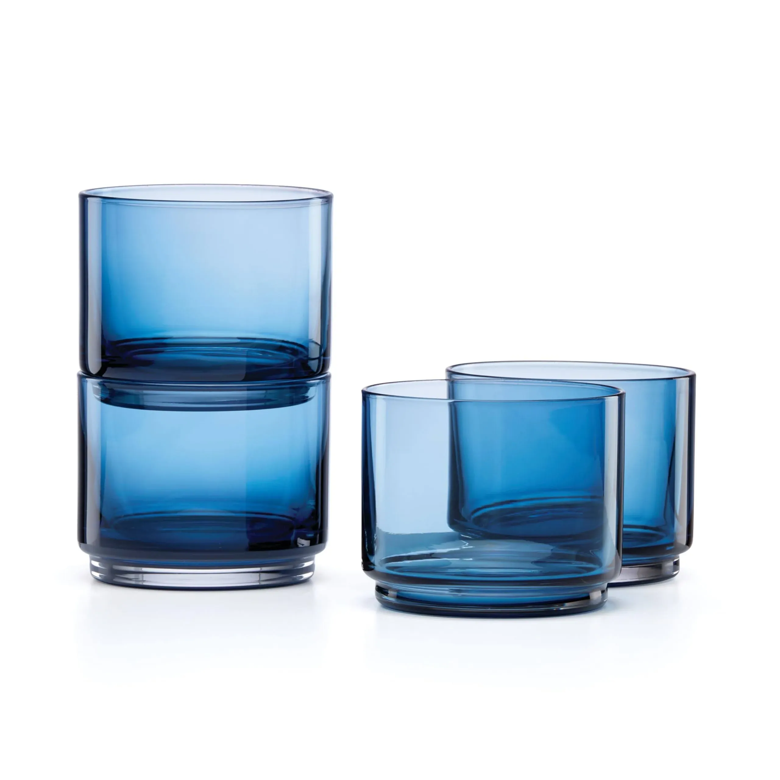 Lenox Tuscany Classics Set of 4 Blue Short Stackable Glasses