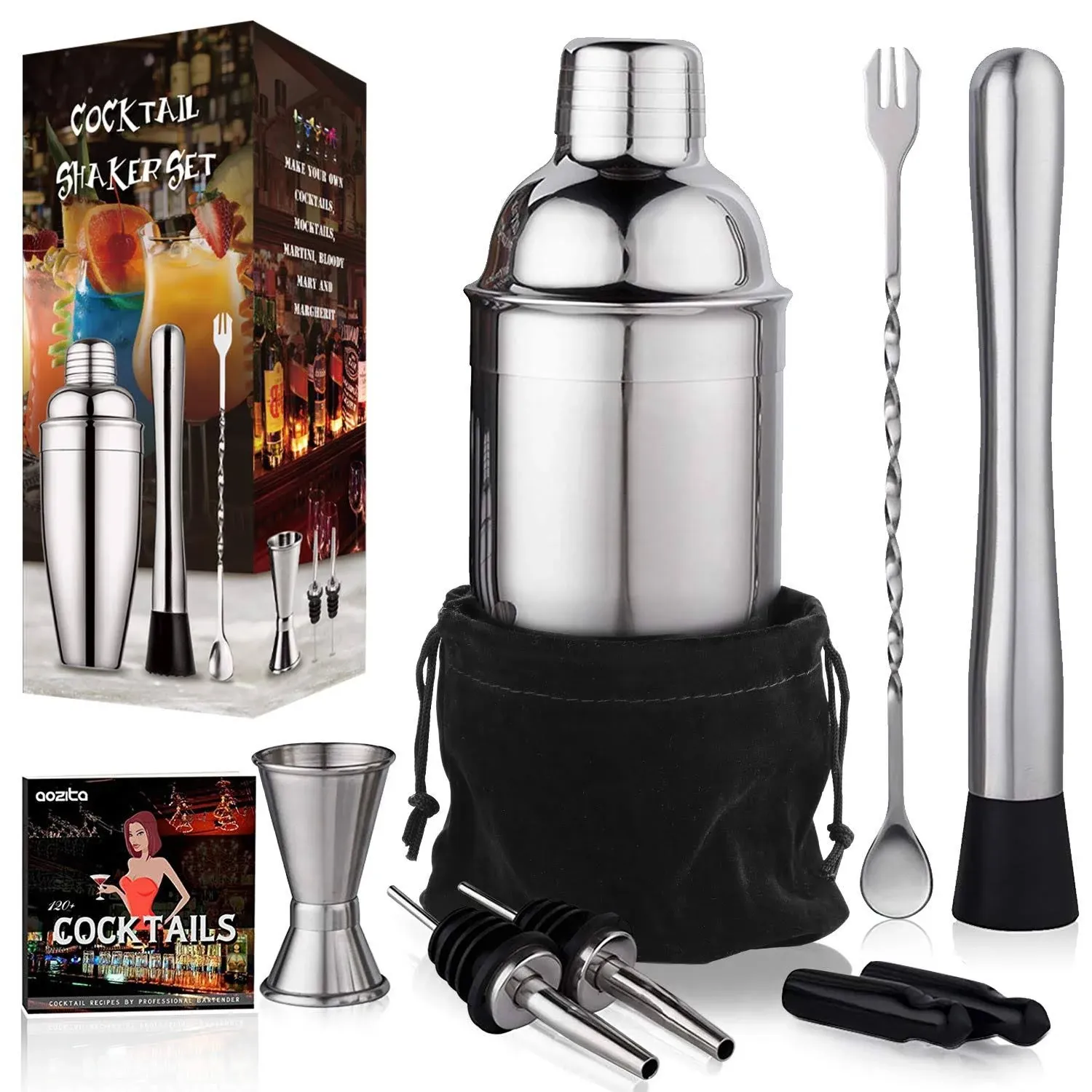 Aozita 24 oz Stainless Steel Cocktail Shaker