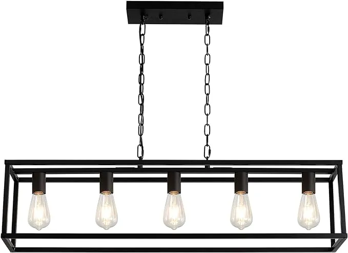 Farmhouse Light Fixture Dining Room Black 5 Light Pendant Lighting Fixtures Hang