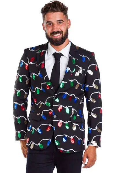 Tipsy Elves Sequin String of Lights Blazer with Tie: 36