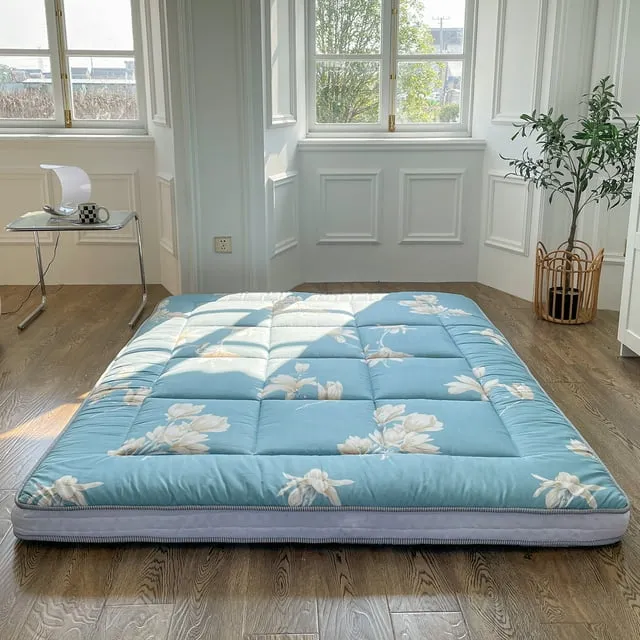 Extra Thick Futon Floor Mattress, Japanese Folding Roll Up Padded Mattress Sleeping Pad, Foldable Camping Portable Mattress Shikibuton, Bed Mattress Topper, Floor Lounger Guest Bed for Car Couch