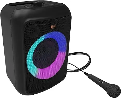 Klipsch Gig XXL, Black - Portable Wireless Speaker - Multiple Color Modes - Bass Boost - Two 6.5" Woofers & Two 2" Tweeters - 8-Hour Playtime - Karaoke Mic & Cable Input Included