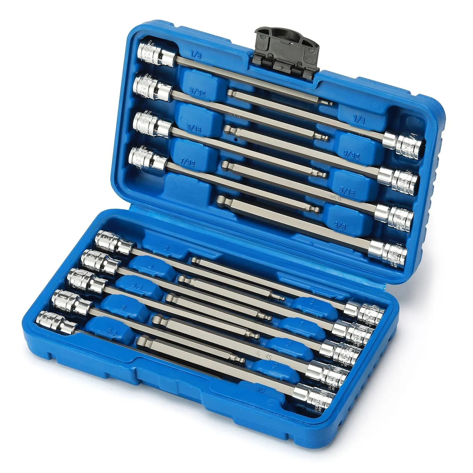 CASOMAN 3/8"Drive Extra Long Ball-End Hex Bit Socket Set, 18 Piece Allen Socket ...