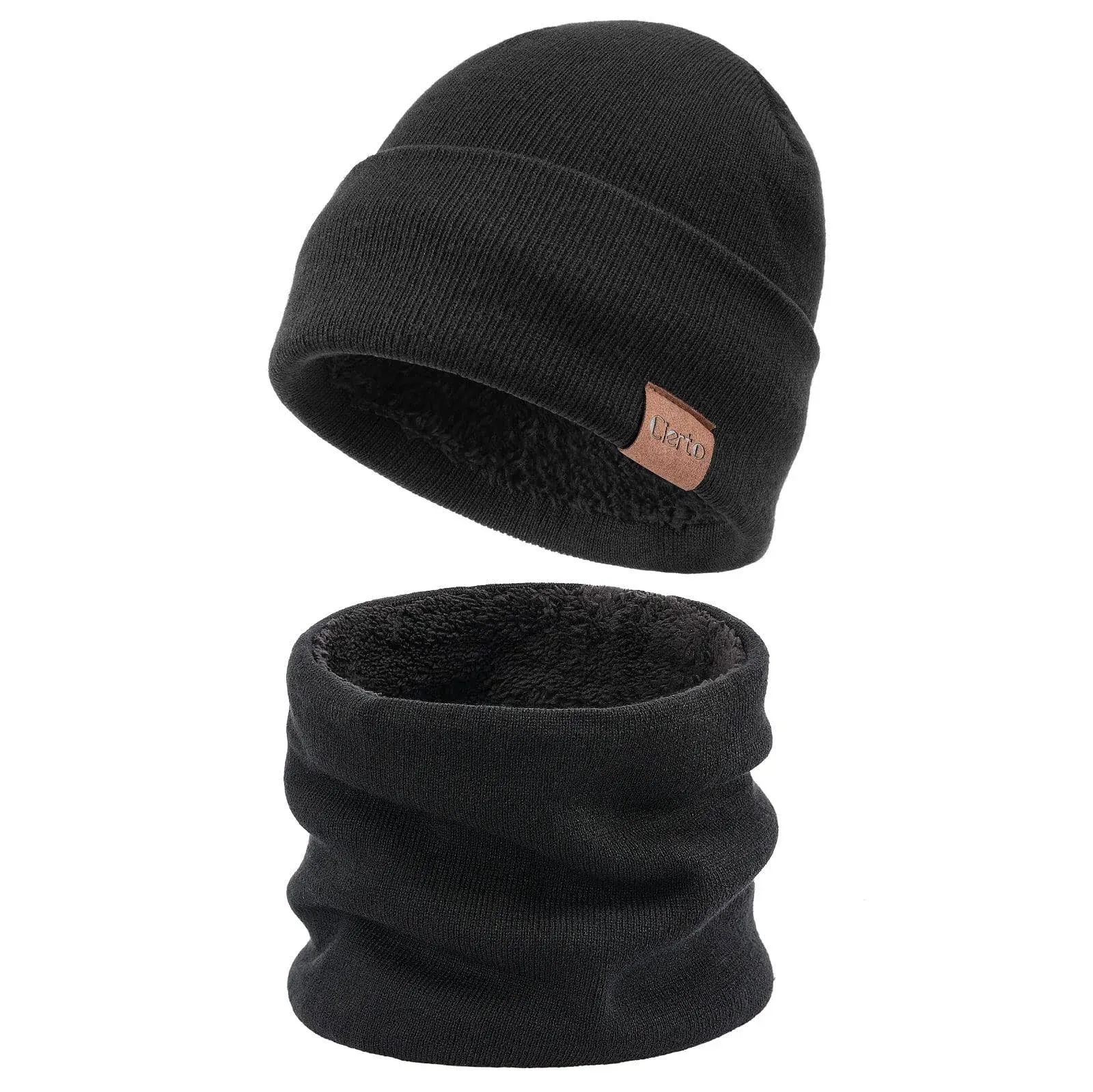 Cierto Winter Beanie for Men & Women | Cold Weather Polar Fleece Lining Knit Hat | Cuffed Stocking Cap Lined with Faux Wool