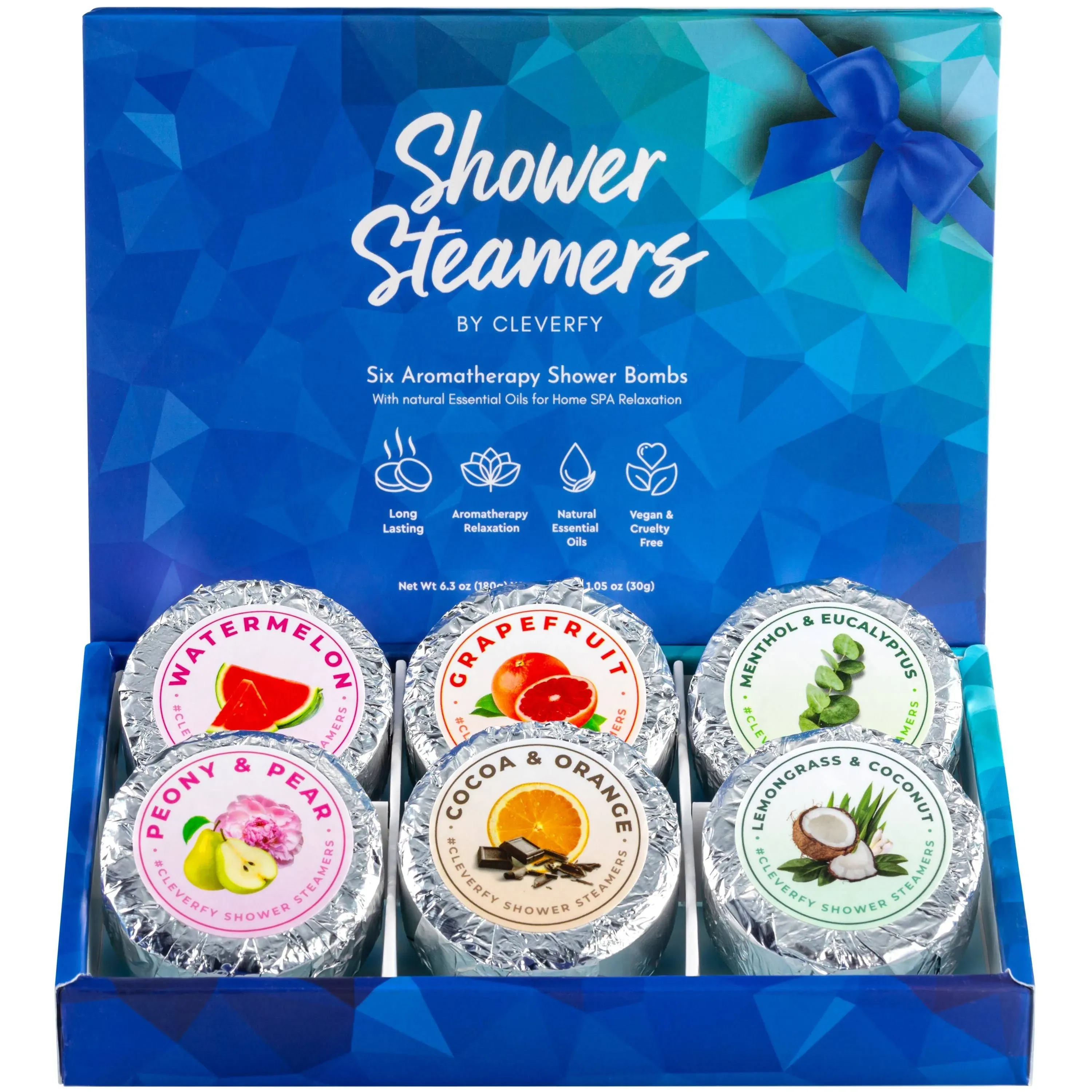 Cleverfy Shower Steamers Aromatherapy Gift Set of 6 Shower Bombs