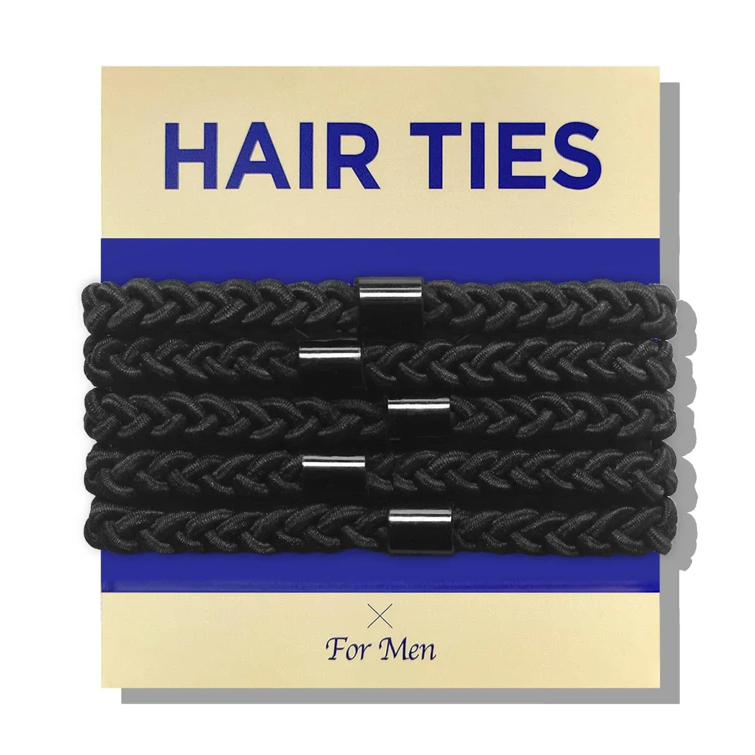 Braided Mens Hair Ties for Men - XL, Black