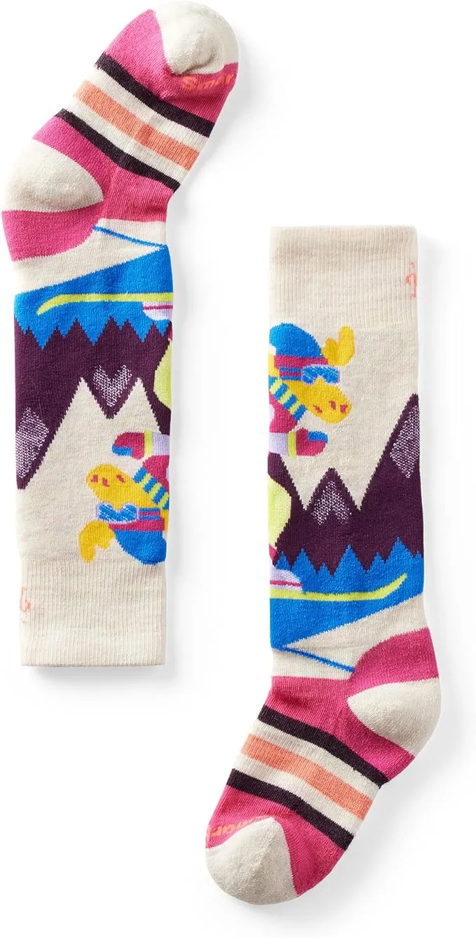 Smartwool Kids' Wintersport Full Cushion Merino Wool Over the Calf Mountain Moose Pattern Socks