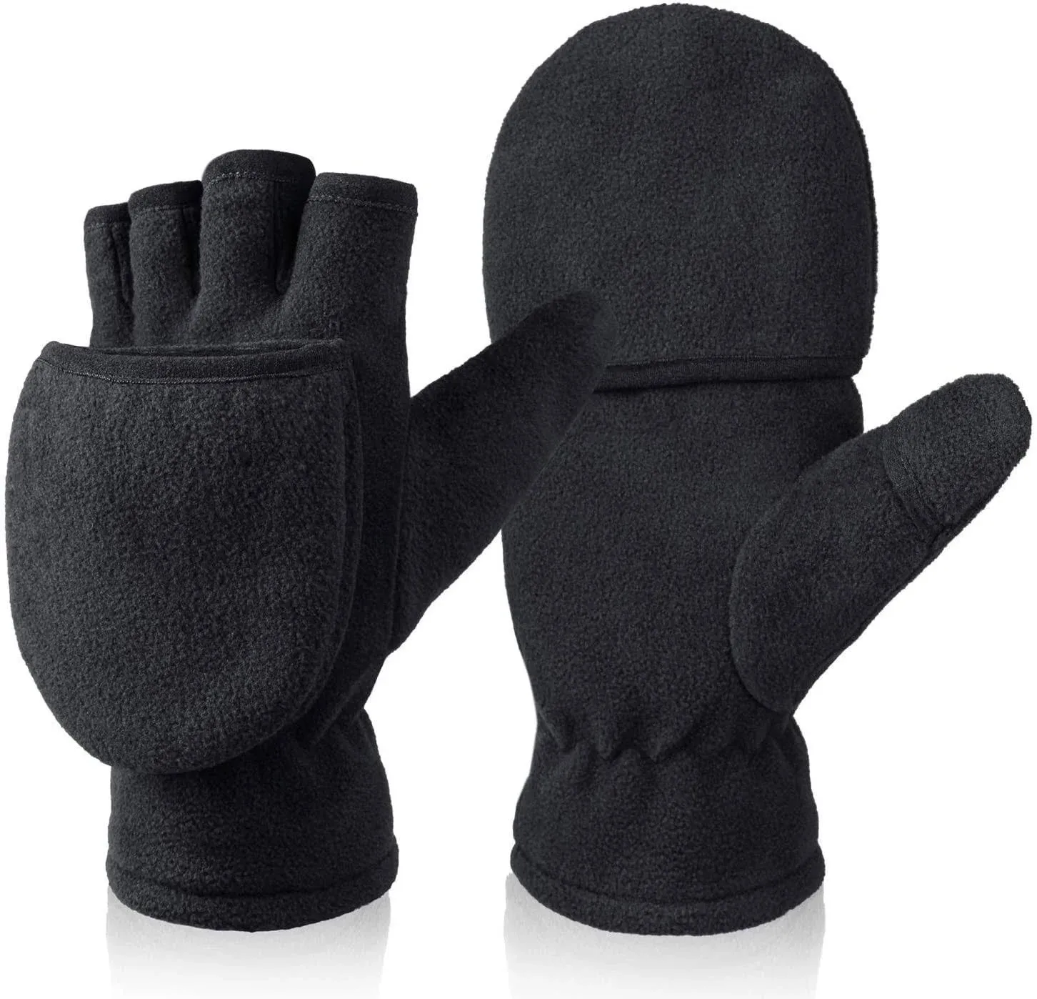 Winter Convertible Gloves Flip Top Mittens Warm Polar Fleece for Winter Running Texting Photographing for Men Women