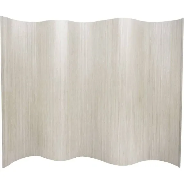 Oriental Furniture Bamboo Wave Room Divider, White