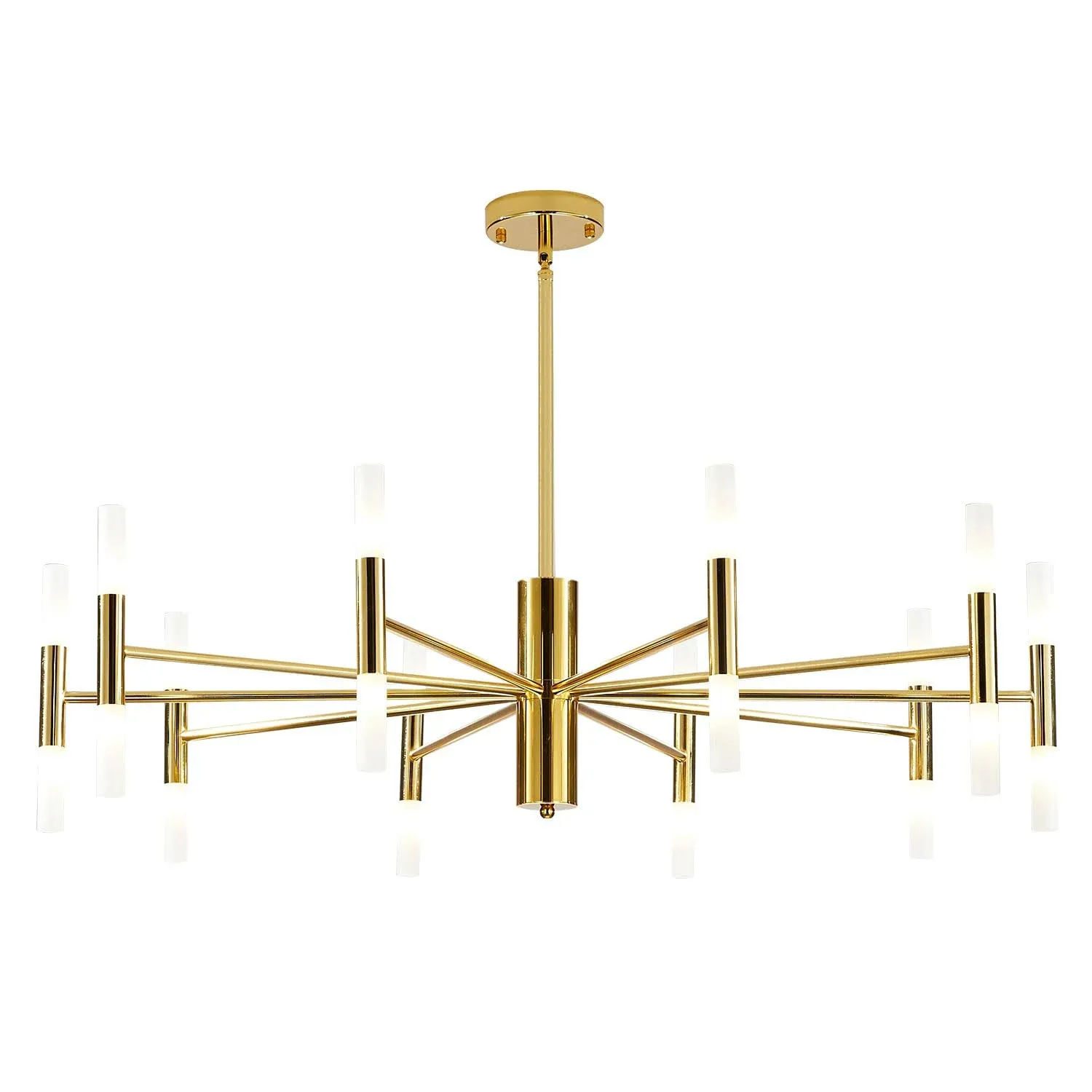 BOKT Mid Century Gold Sputnik Chandelier Large 20-Lights LED Chandelier Semi ...