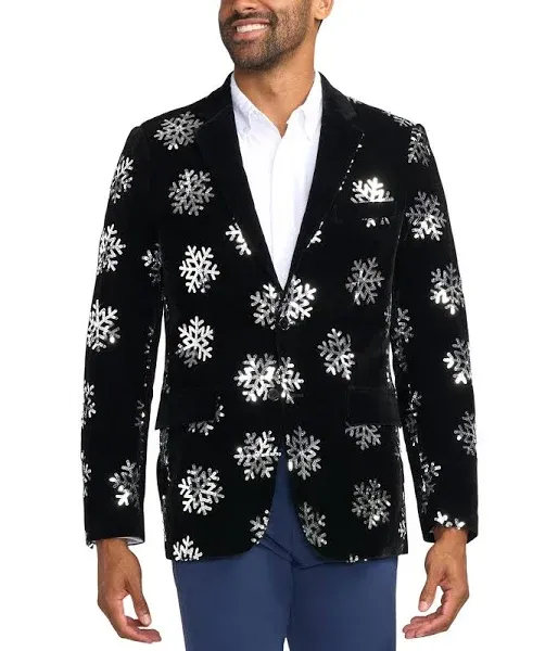 Tipsy Elves Men's Sequined Snowflake Velvet Blazer