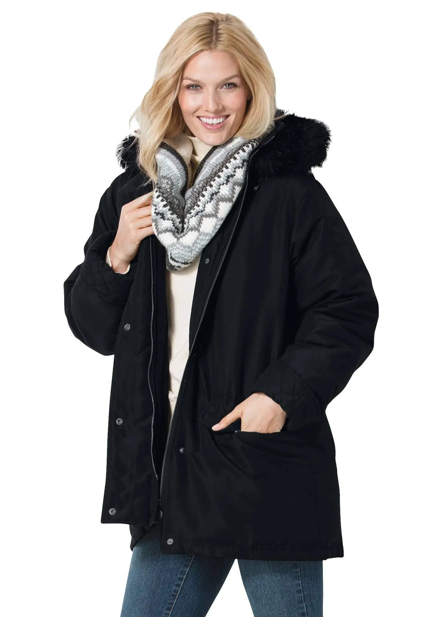 Plus Size Women's Microfiber Down Parka by Woman Within in Black (Size 2X)