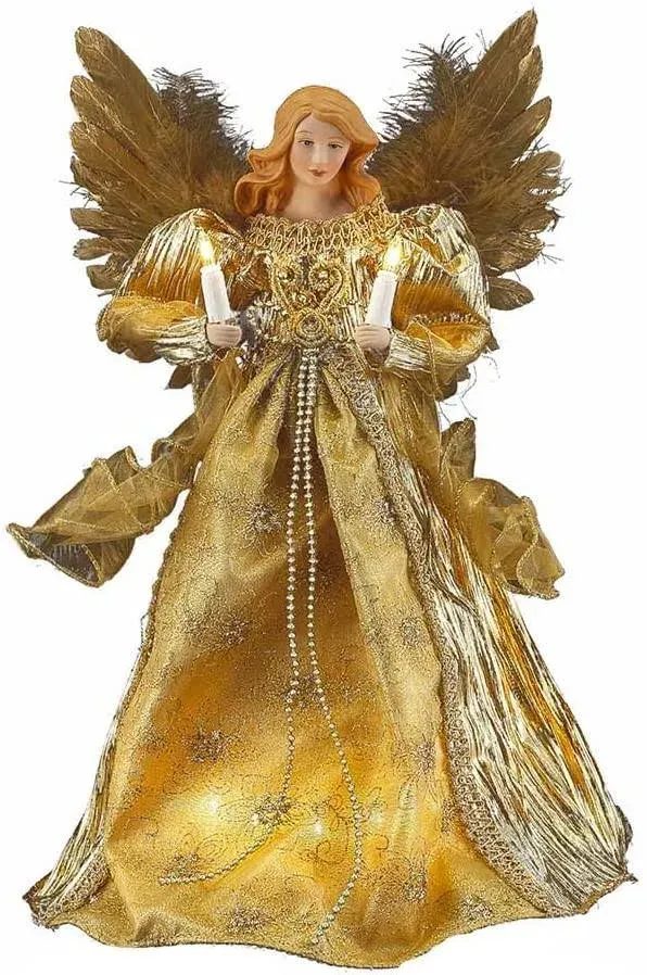 Kurt Adler 10-Light 14-inch Gold Angel Treetop