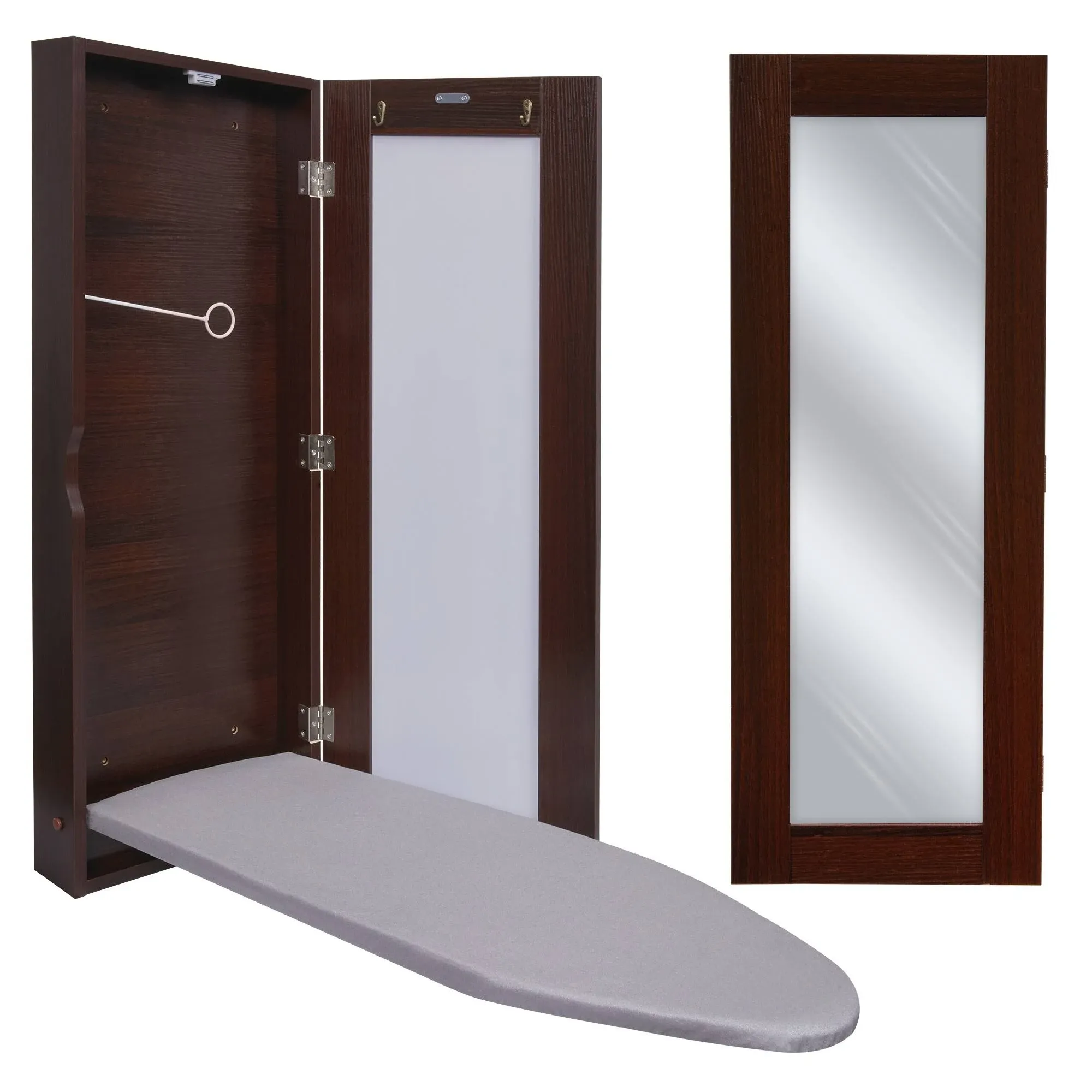 Ivation Wall-Mounted Foldable Ironing Board Cabinet Walnut Color