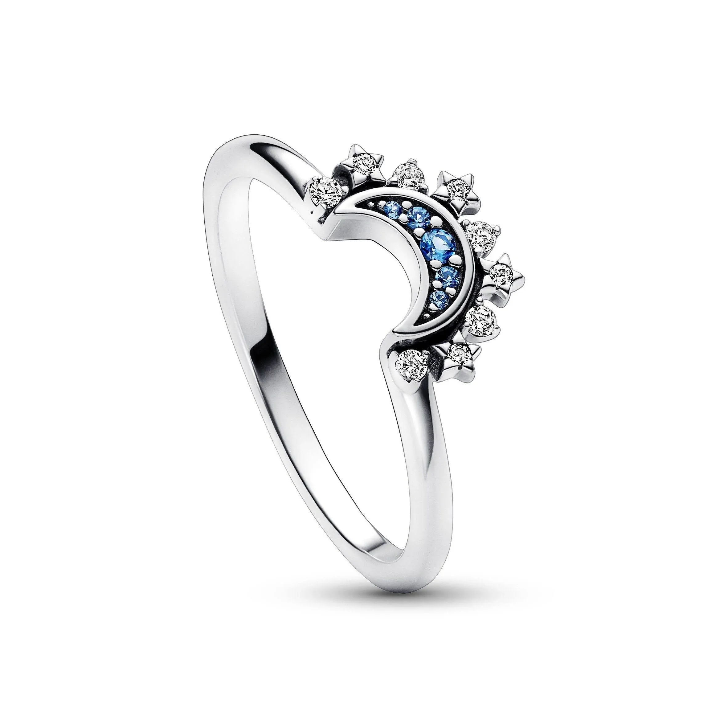 Pandora Celestial Blue Sparkling Moon Ring - 56