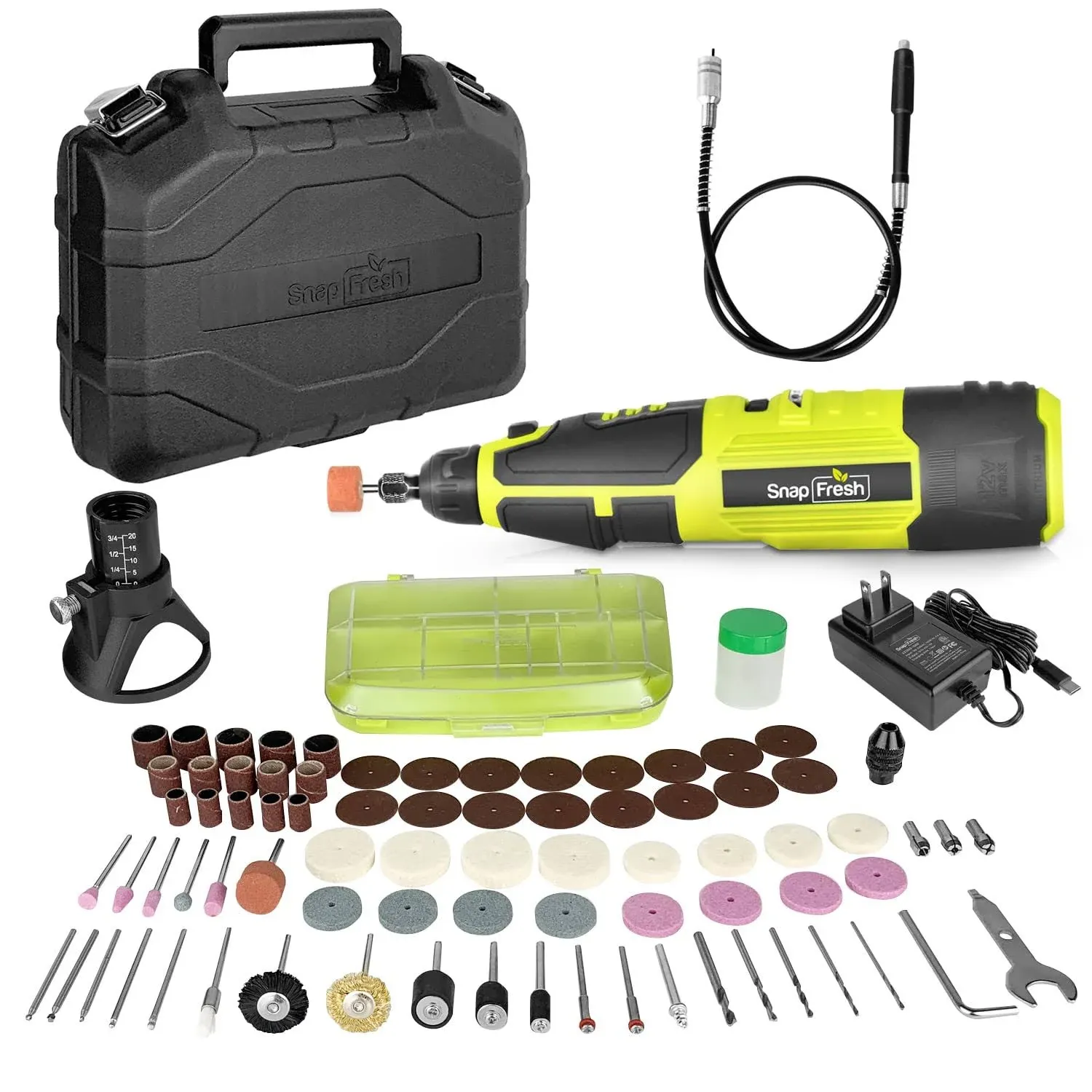 Cordless Rotary Tool Kit12v 7 Speeds 2 Attachments 77 Accessories Flex Shaft Uni