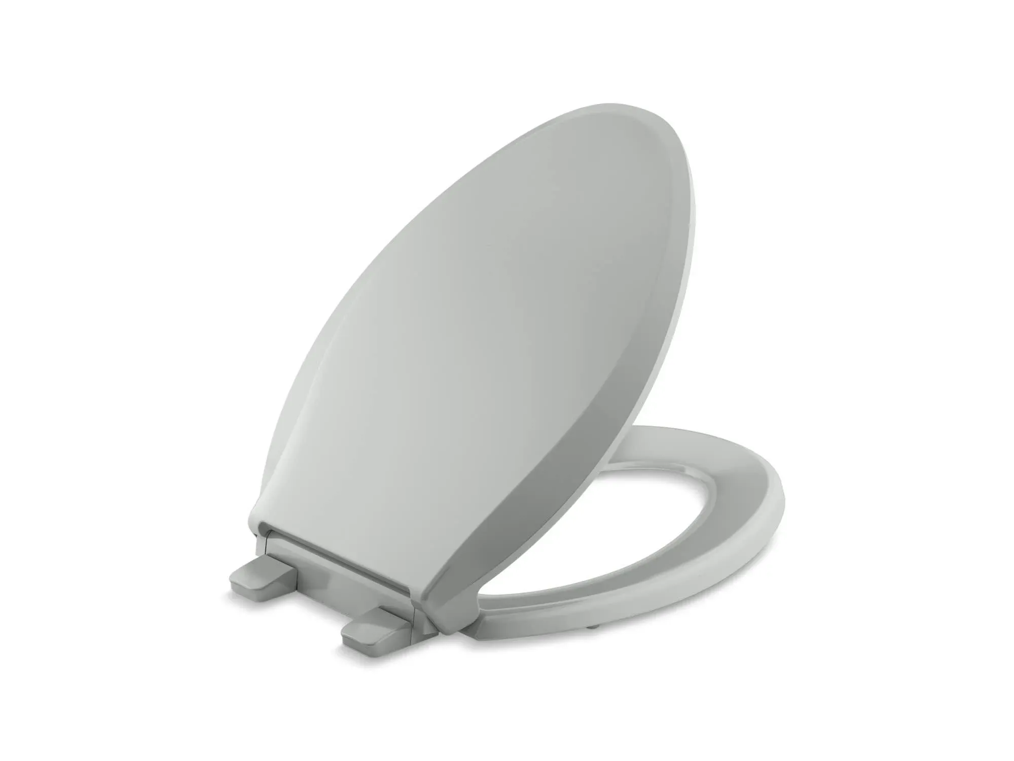 KOHLER Cachet ReadyLatch Quiet-Close Elongated Toilet Seat,Slow Close, Ice Grey