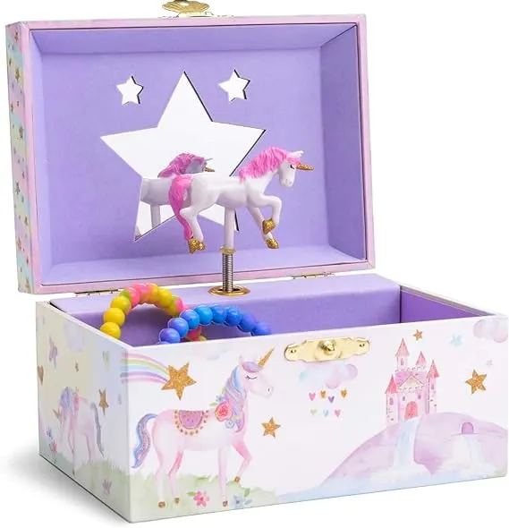 Jewelkeeper Rainbow Glitter Unicorn Musical Jewelry Box