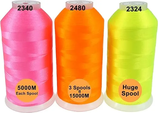 New brothreads - 40 Options- Various Assorted Color Packs of Polyester Embroidery Machine Thread Huge Spool 5000M for All Embroidery Machines -Neon Colors 1