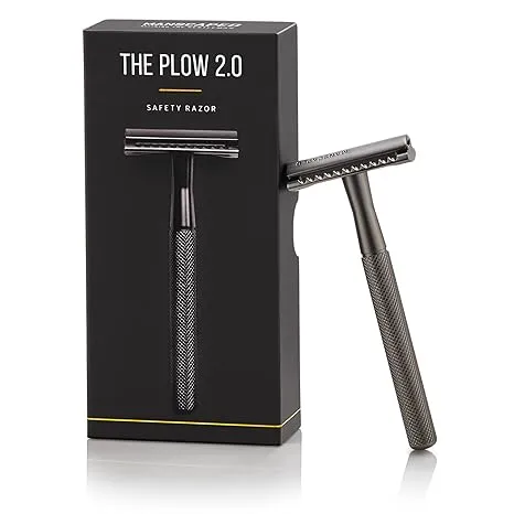 MANSCAPED® The Plow® 2.0 Premium Single Blade Double-Edged Safety Face Razor for Men