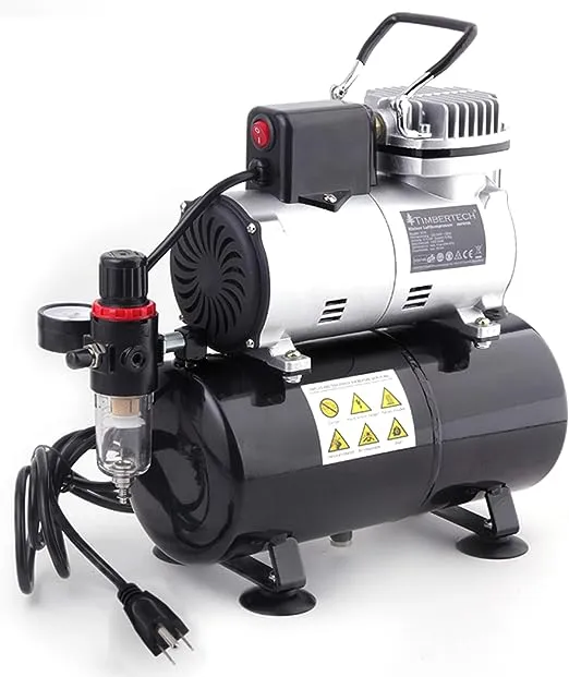 Timbertech Upgraded Airbrush Single-Piston Oil-free Mini Compressor ABPST08 w...