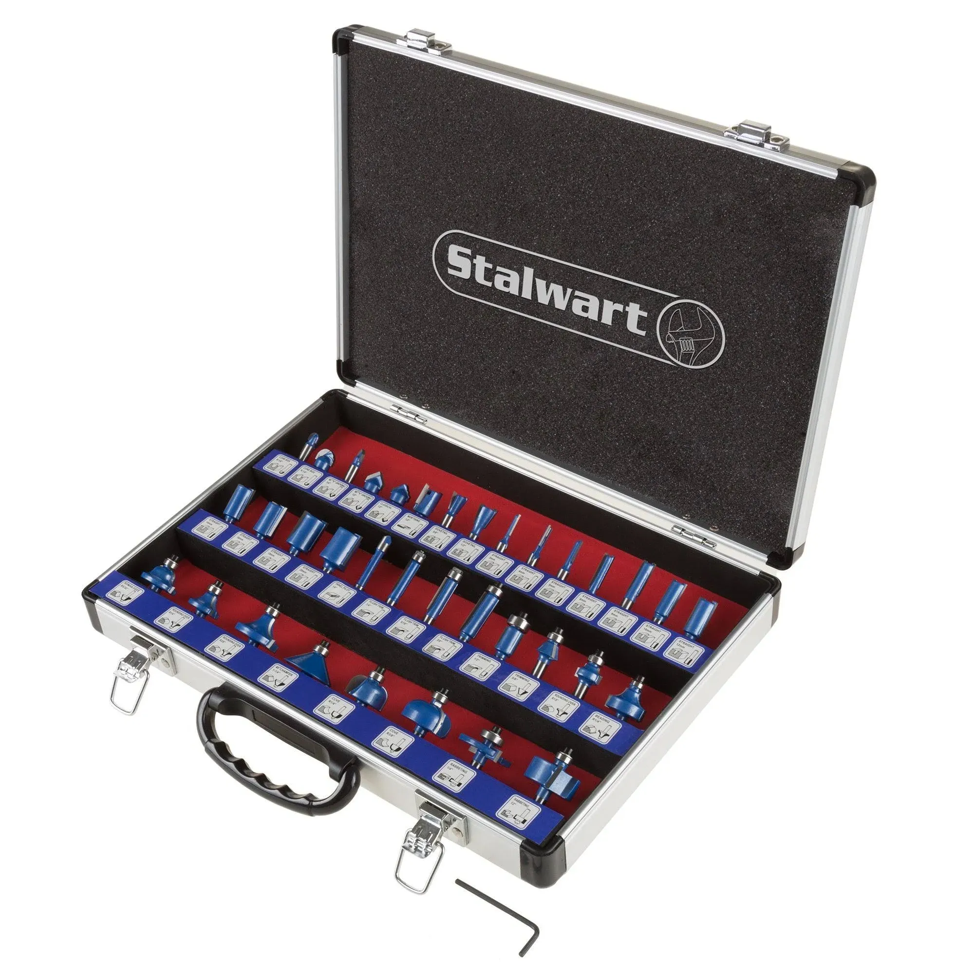 Router Bit Set- 35 Piece Kit with Shank and Aluminum Storage Case by Stalwart