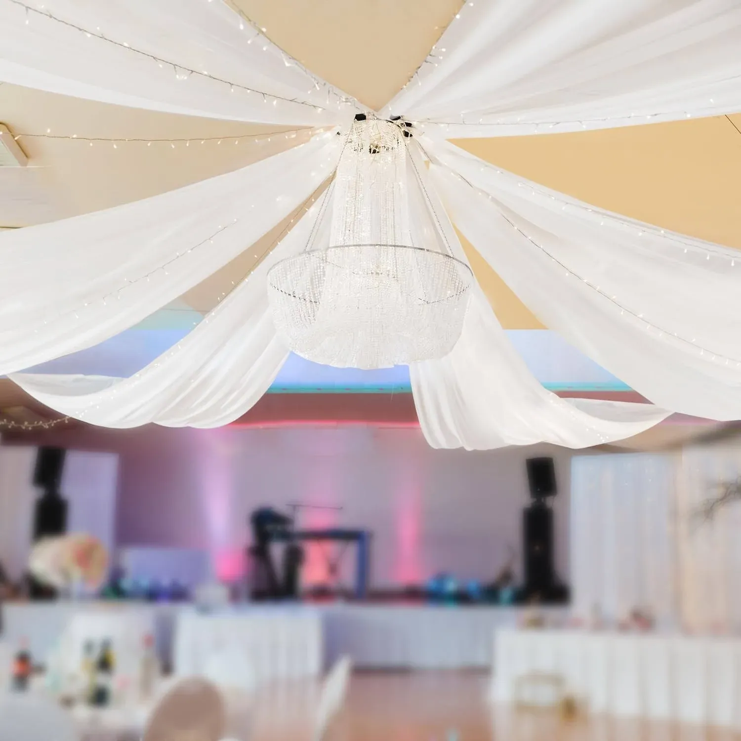 Ceiling Drapes for Weddings Hanging Kit Tent Draping 6 Panels 5 X 10 Ft White