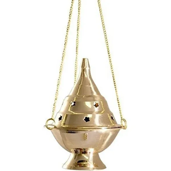 Accessories - Brass Burners Hanging Censer/Charcoal Incense Burner, 4.5" H