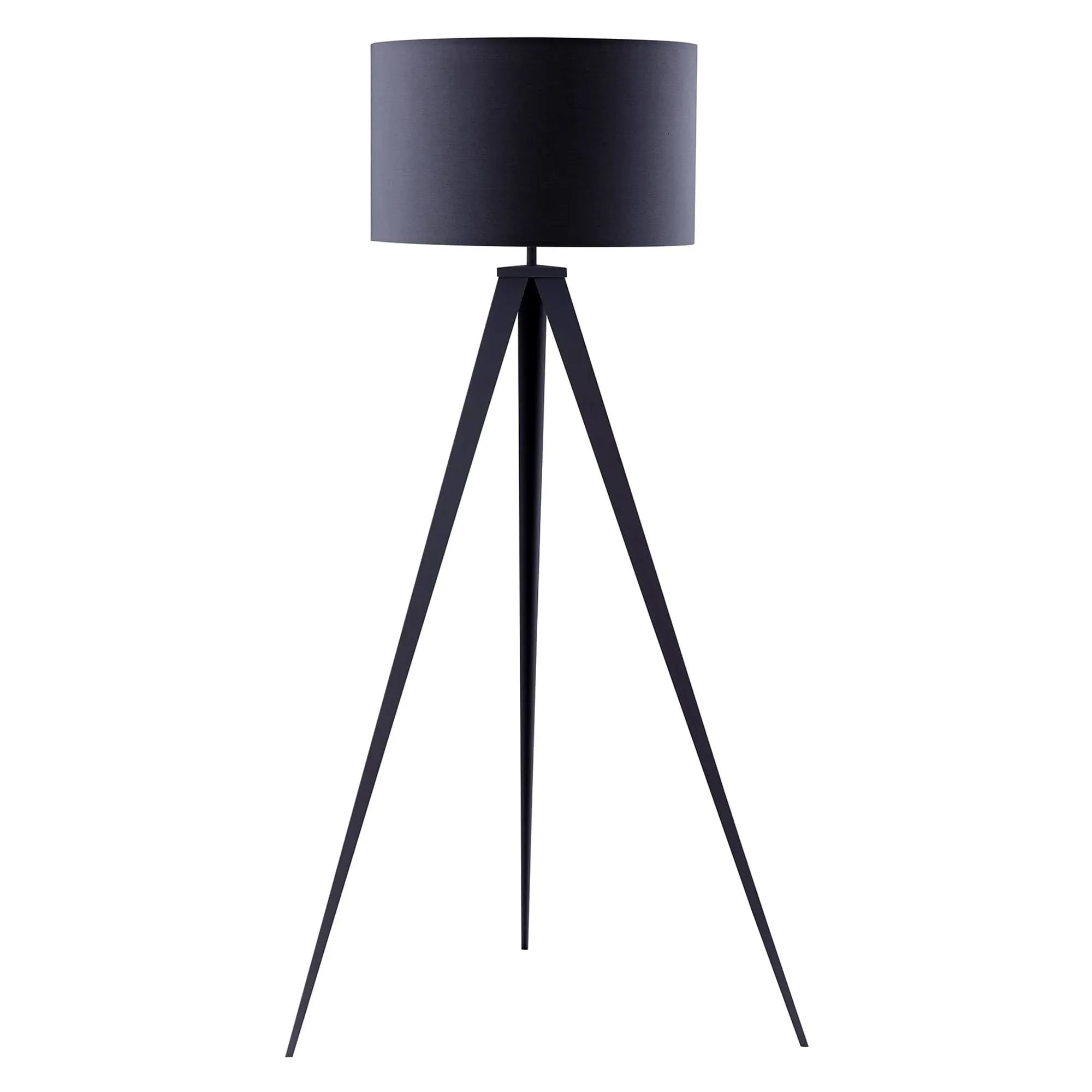 Teamson Home Tripod Floor Lamp Drum Shade Wooden Black/Gray Romanza VN-L00007G