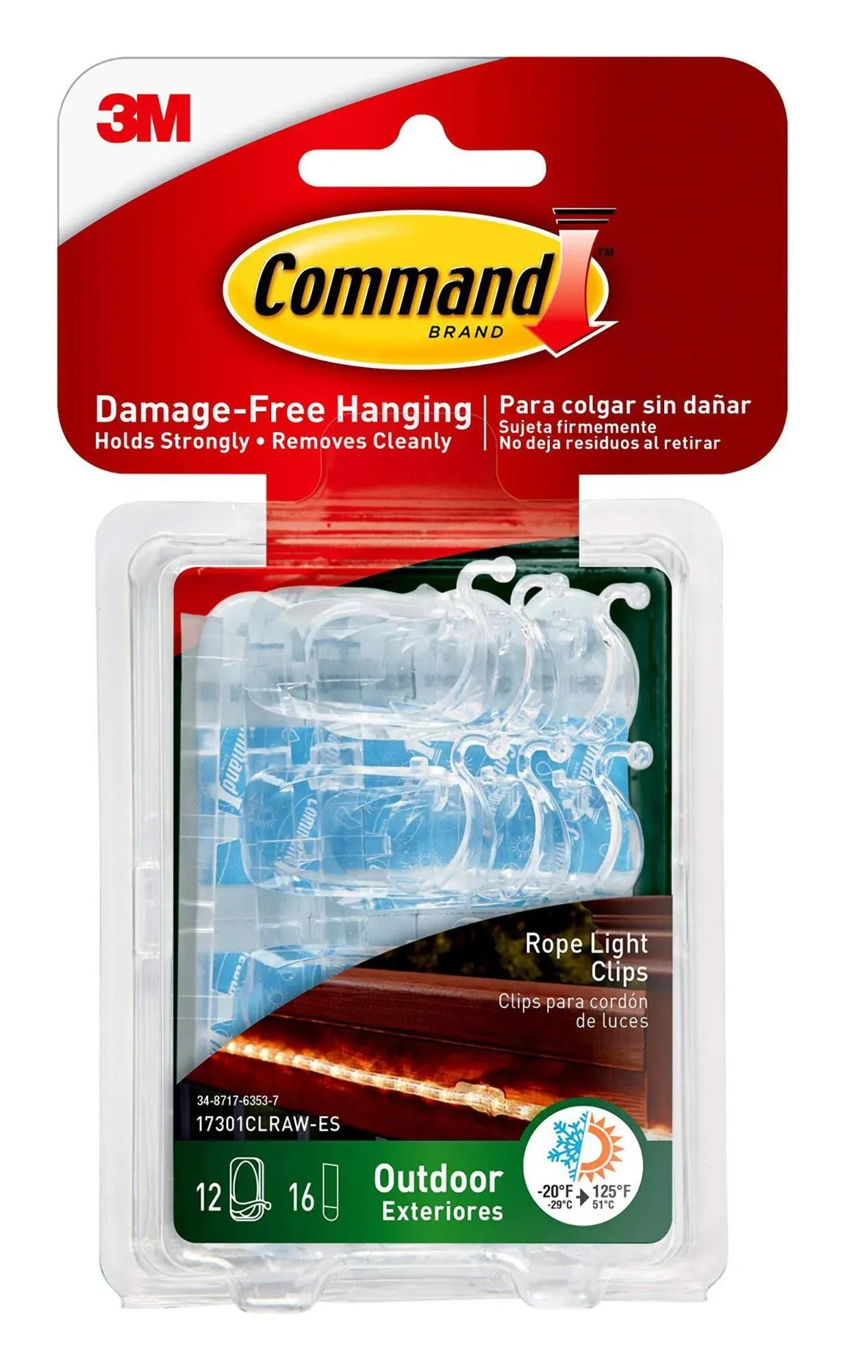 Command Outdoor Rope Light Clips with Foam Strips (12-Piece per Pack)