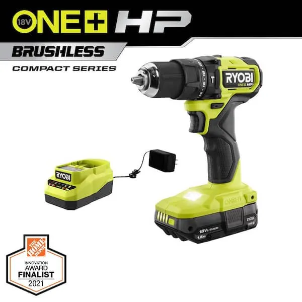 RYOBI 18V ONE+ HP Compact Brushless 1/2" Hammer Drill Kit - PSBHM01K