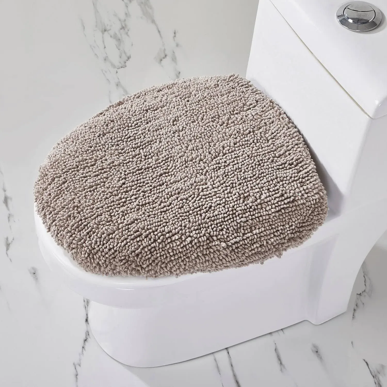 Better Trends Edge Collection 18 in. x 20 in. Brown 100% Cotton Lid Cover Bath Rug