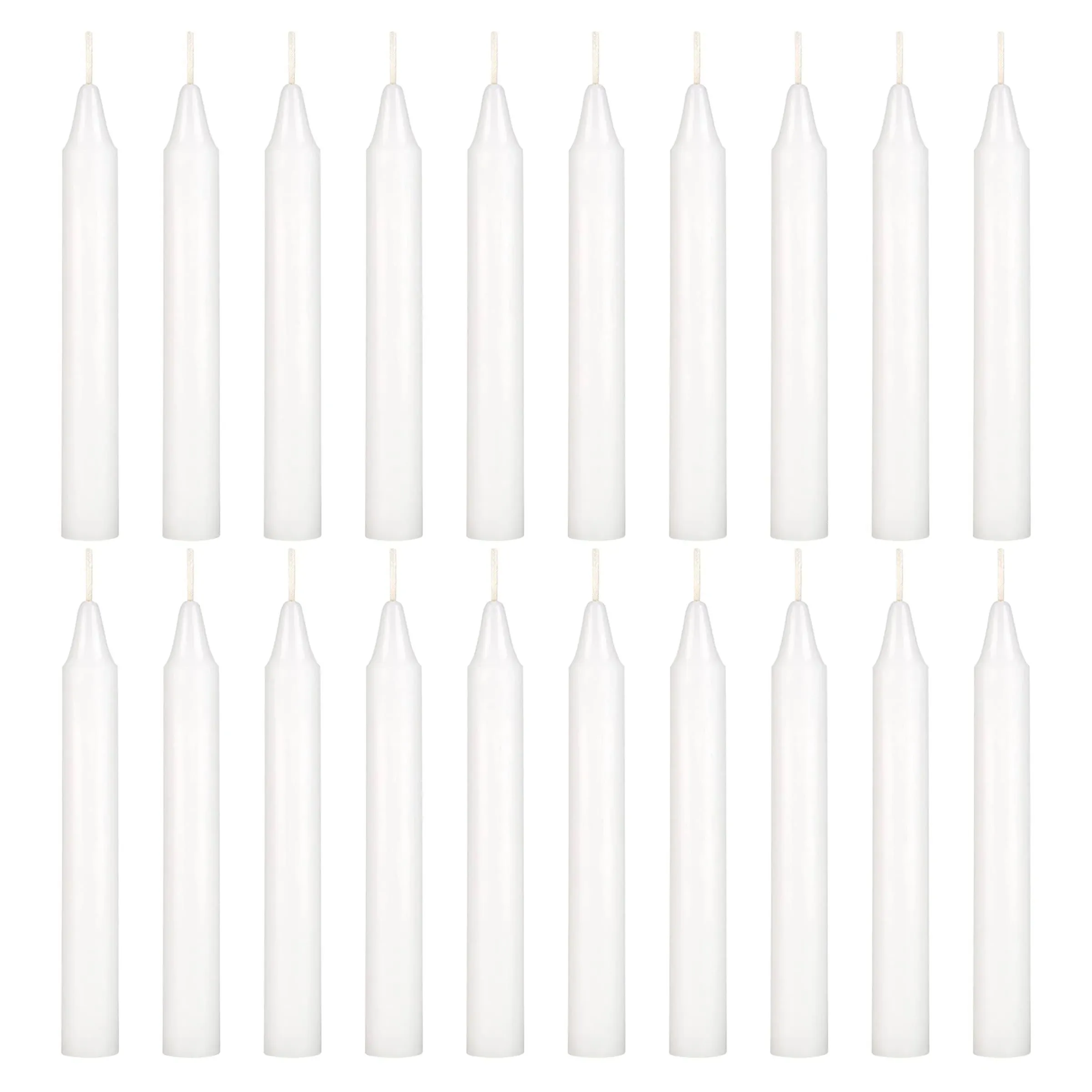 Mega Candles 20 pcs Unscented White Exquisite Mini Taper Candles, 4 Inch Tall x 1/2 Inch Diameter, Magic Chimes, Enchantment, Rituals, Casting Spells, Witchcraft, Wiccan, Altar, Metaphysical