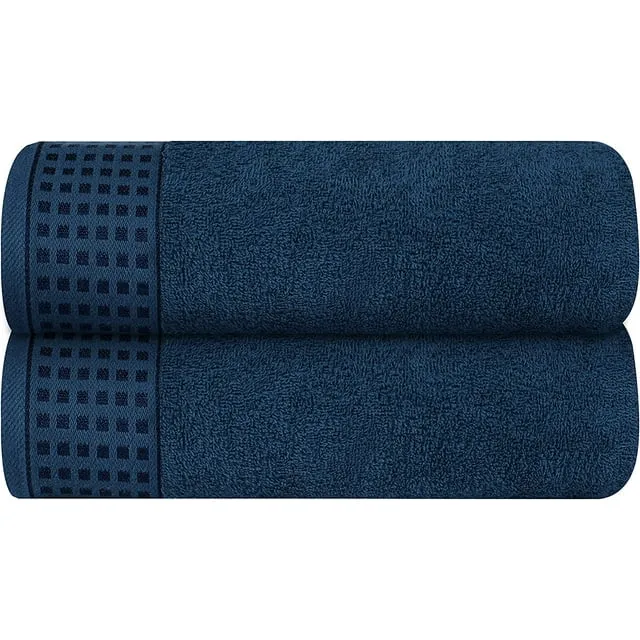 GLAMBURG 100% Cotton 2 Pack Oversized Bath Towel Set 28x55 Inches, Ultra Soft Highly Absorbant Compact Quickdry & Lightweight Large Bath Towels, Ideal for Gym Travel Camp Pool - Sky Blue