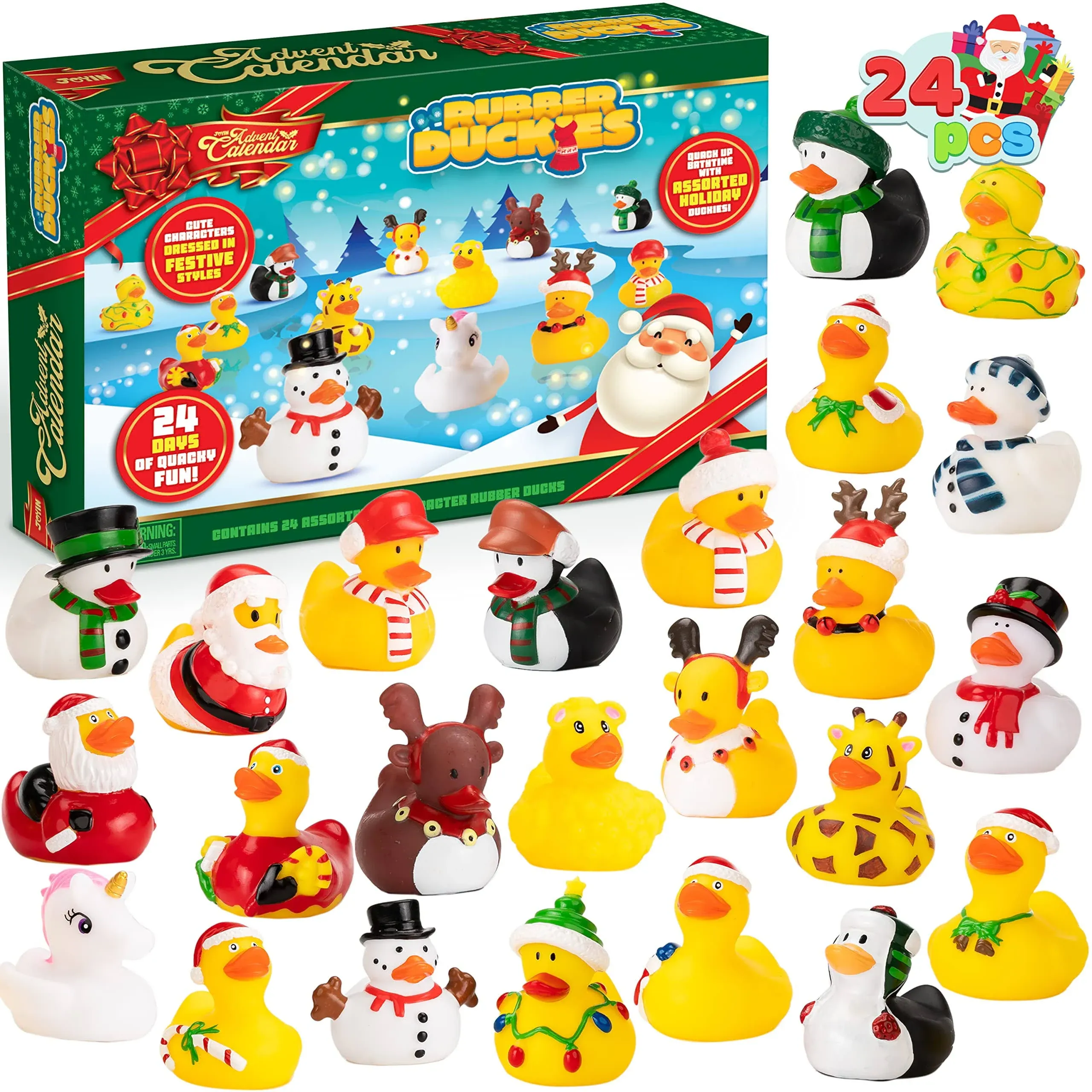 JOYIN 24 Days Advent Christmas Calendar with 24 Rubber Ducks