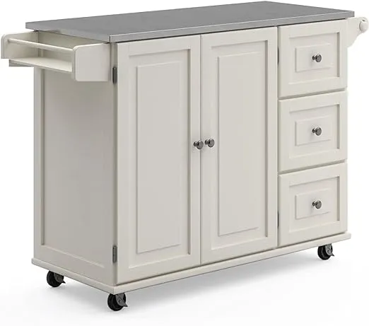 White Stainless Top Kitchen Cart - Liberty