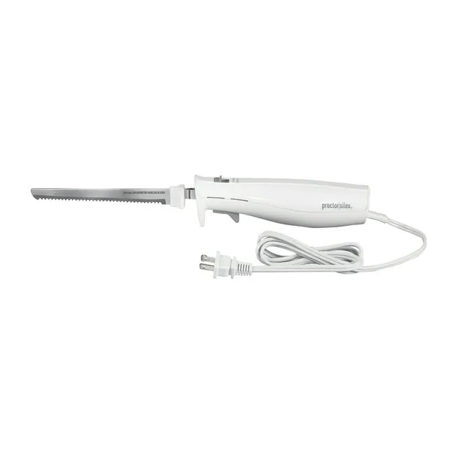 Proctor Silex 74312 Electric Knife Knives, Extra Long 5' Cord, 120 Watts, WHITE