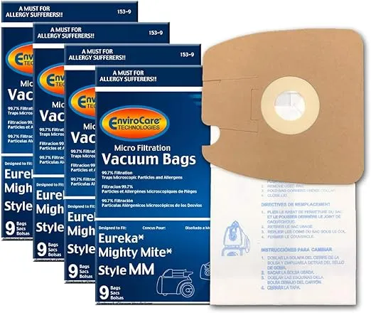 Envirocare Replacement Micro Filtration Vacuum Cleaner Bags made to fit Eureka Style MM 60297A Style-10. Replaces Part# 60295C (Mighty Mite Vacuums) 36 pack