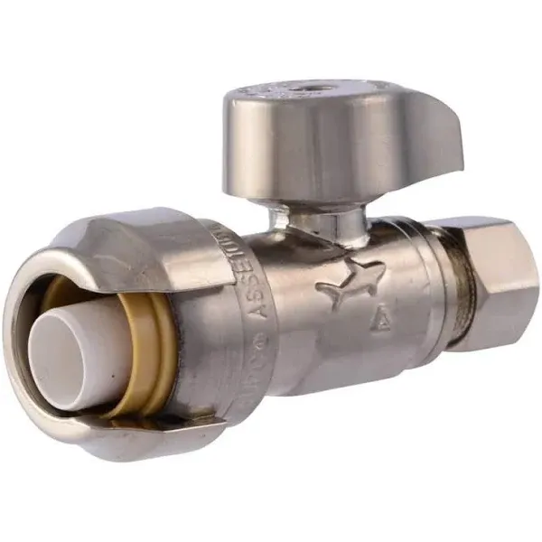 Sharkbite 1/2 in. Push to Connect x 3/8 in. O.D. Compression Brushed Nickel Angle ...