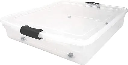 Homz 56 Quart Underbed Secure Latching Clear Plastic Storage Container (4 Pack)