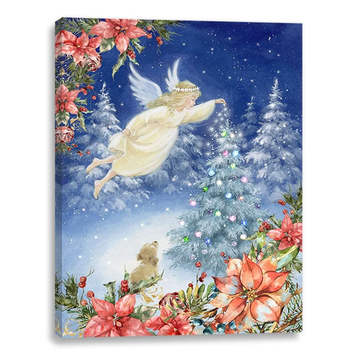  Lighted Canvas Wall Art Print With Timer | LED Canvas Wall Angel Lighting Tree